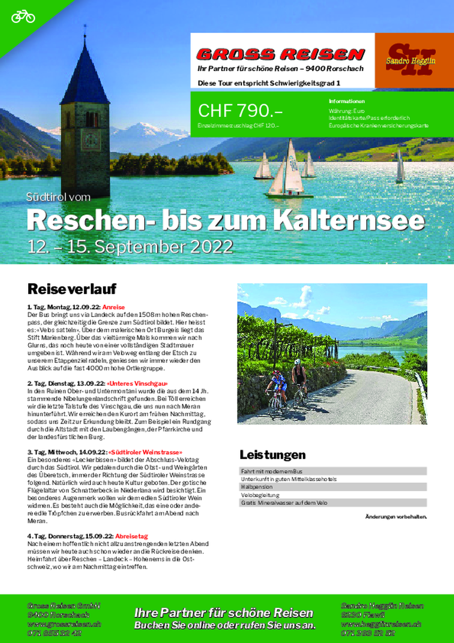 Südtirol Reschensee – Kalternsee